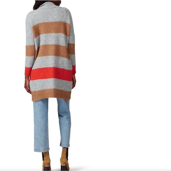 Sita Murt Alpaca Wool Blend Multi Stripe Cardigan Sweater Gray Orange Size 40 - Picture 2 of 10